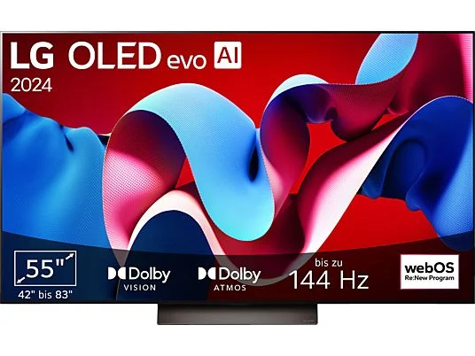 LG OLED55C43LA OLED evo TV (Flat, 55 Zoll / 139 cm, OLED 4K, SMART TV)