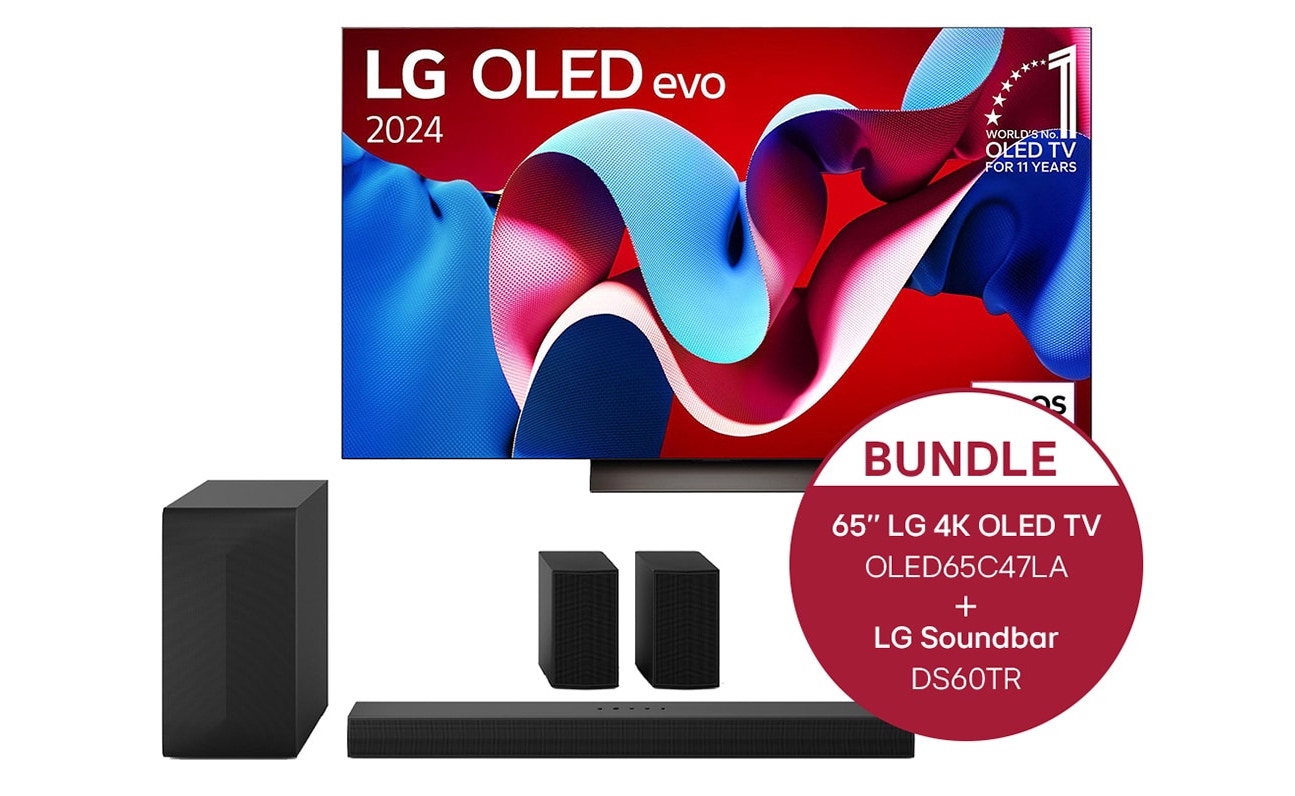 65 Zoll LG OLED evo C4 TV + 5.1 Soundbar mit 440 Watt