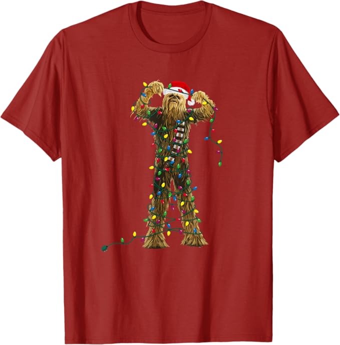 Weihnachten Star Wars Chewbacca Christmas Lights T-Shirt