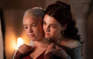 Milly Alcock as Young Rhaenyra, Emily Carey as Young Alicent, House of the Dragon (2022). 