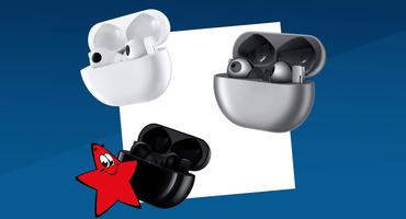 Kabellose Bluetooth-Ohrhörer Huawei Freebuds Pro im Ladecase in drei Farben: weiß, schwarz und silber.