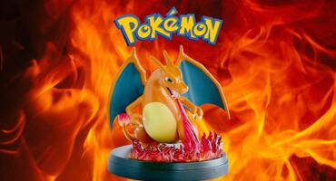 Pokémon-Sammelkartenspiel: Super-Premium-Kollektion mit Glurak-Statue vorbestellen