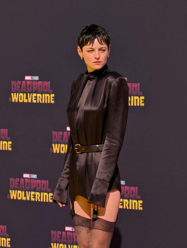 Emma Corrin auf einem &quot;Deadpool &amp; Wolverine&quot;-Fanevent am 07.07.2024 in Berlin