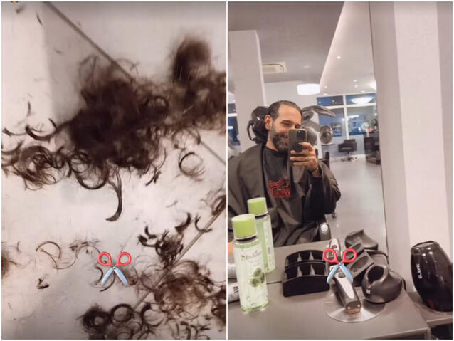 Massimo Sinató lässt Haare beim Friseur.