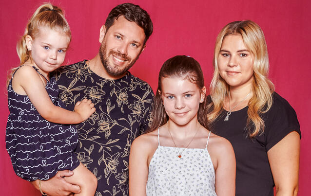 Sylvana Wollny und Partner Florian Köster mit den Kindern Celina-Sophie und Anastasia