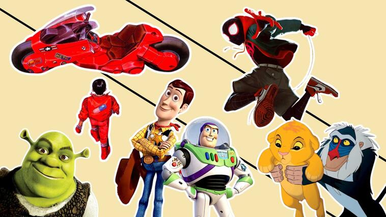 Die besten Animationsfilme, darunter Shrek, Toy Story, Akira, Der König der Löwen und Into the Spider-Verse