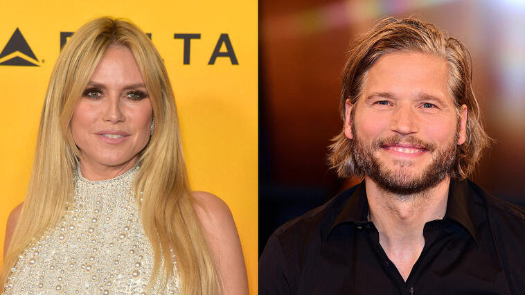 Links: GNtM-Star Heidi Klum, rechts: "Bergretter" Sebastian Störbel 