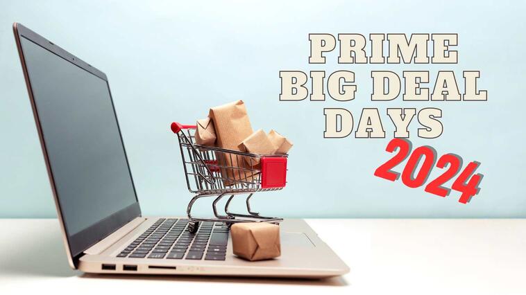 Laptop und Einkaufswagen teasern die Amazon Prime Big Deal Days im Oktober an