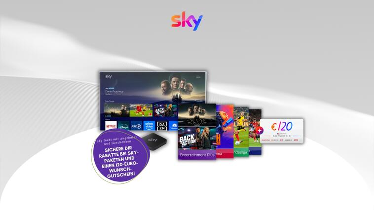 Sky Angebote März 2025 120 Euro Wunschgutschein