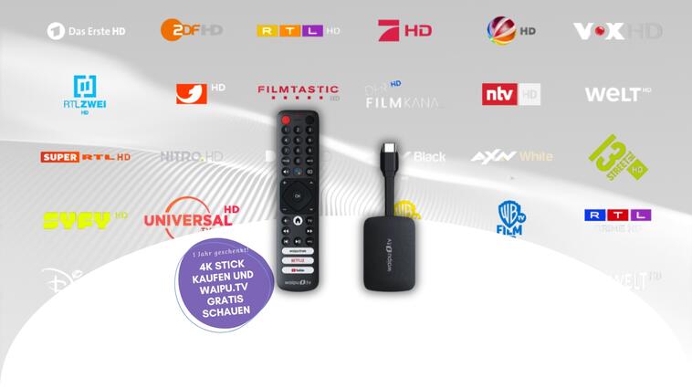 waipu.tv Stick 4K 1 Jahr gratis